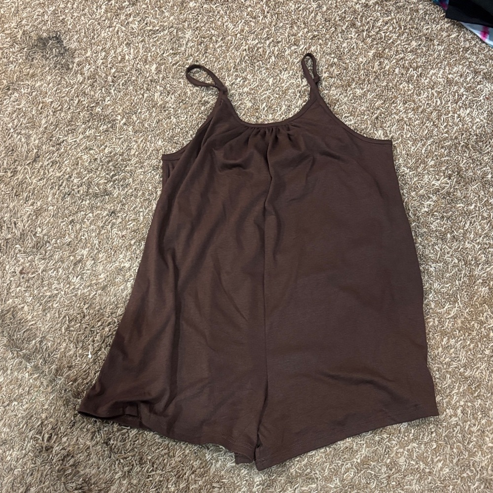 Brown Sleeveless Romper | Casual Tank Style